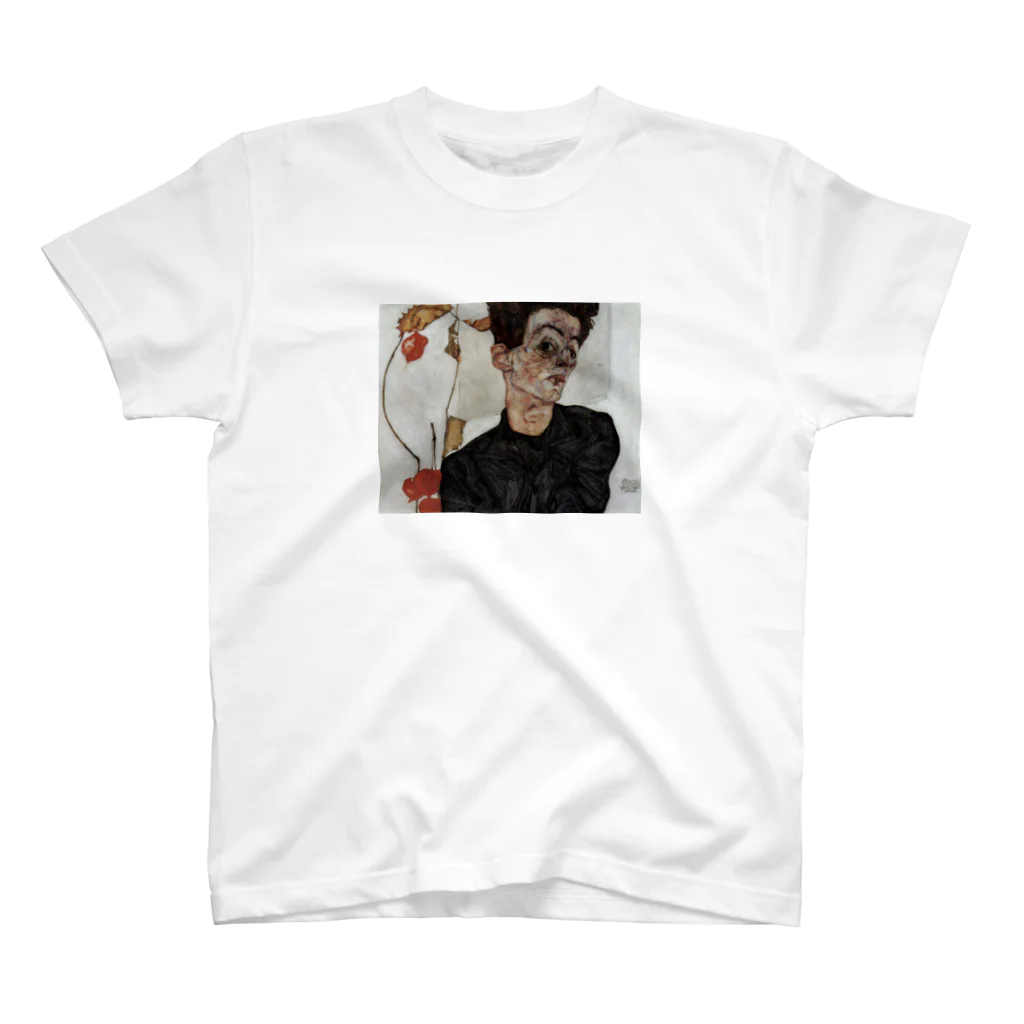 Art Baseのエゴン・シーレ / 1912 / Self-Portrait with Chinese lantern fruits / Egon Schiele Regular Fit T-Shirt