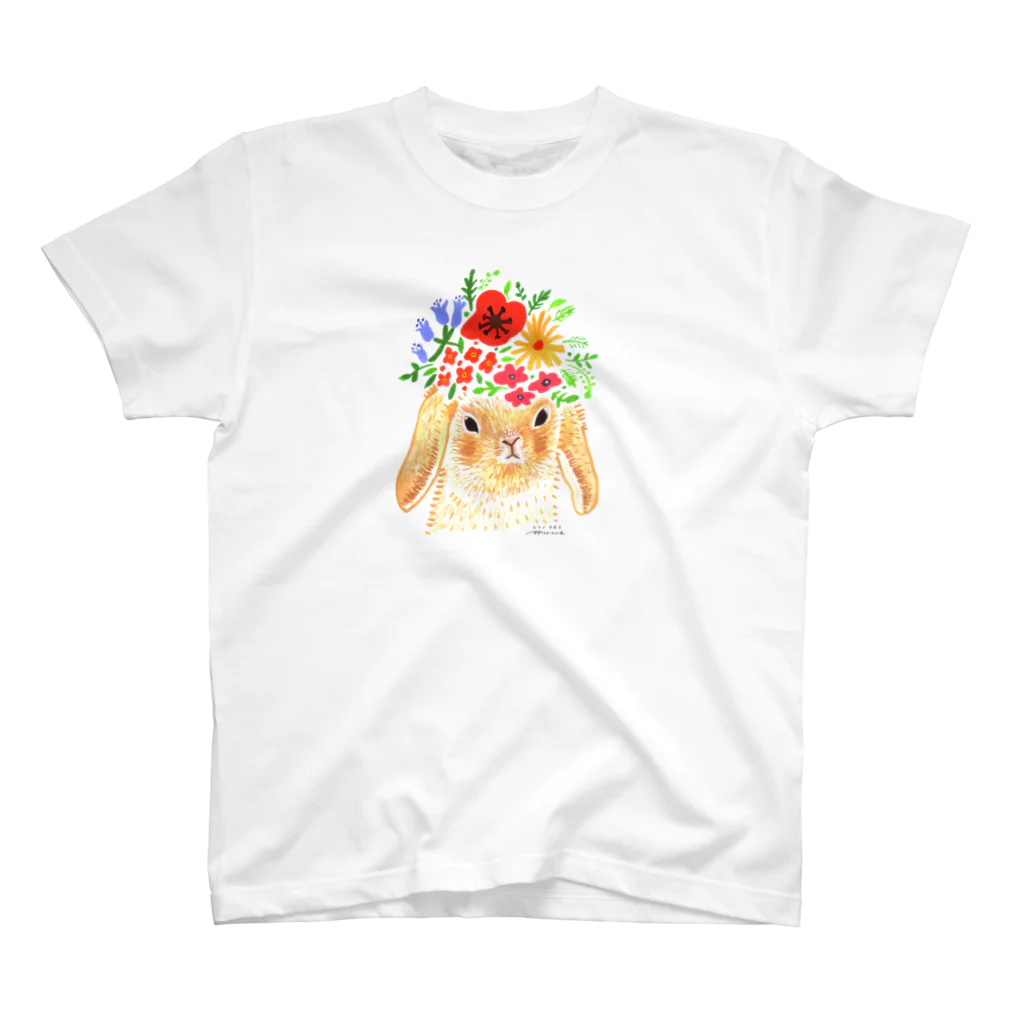 ヒラノマキコの花畑のロップイヤー スタンダードTシャツ