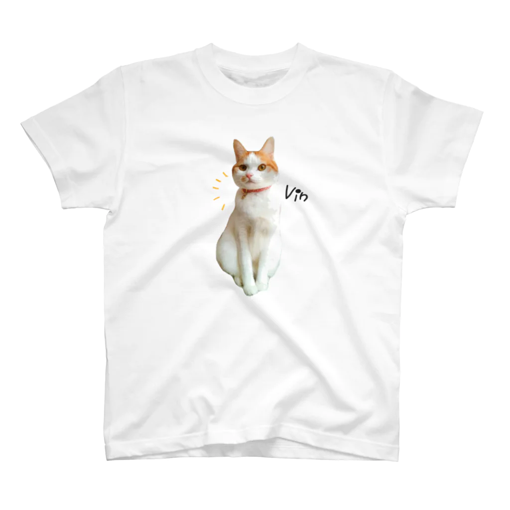 にゃん福堂　猫雑貨のお店のハチワレ猫ヴィン スタンダードTシャツ