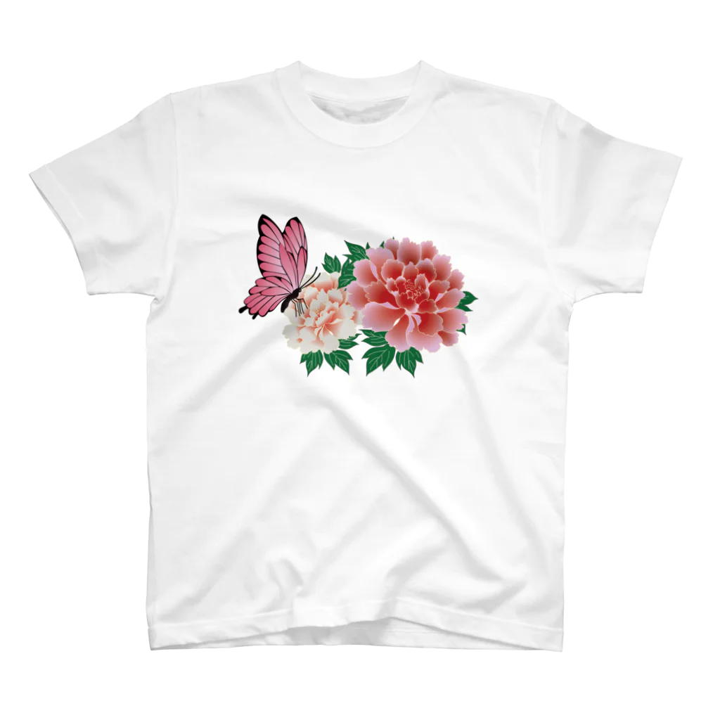 Drecome_Designの牡丹と蝶々 スタンダードTシャツ