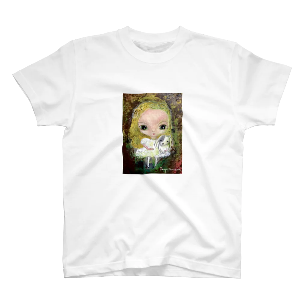 art_space_MUSEEの角南育代  仔犬と少女 スタンダードTシャツ