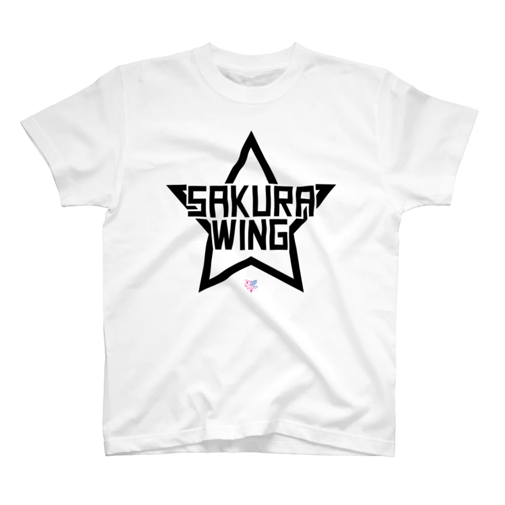 SAKURA WING LLC.のSAKURA WINGスター黒字 スタンダードTシャツ