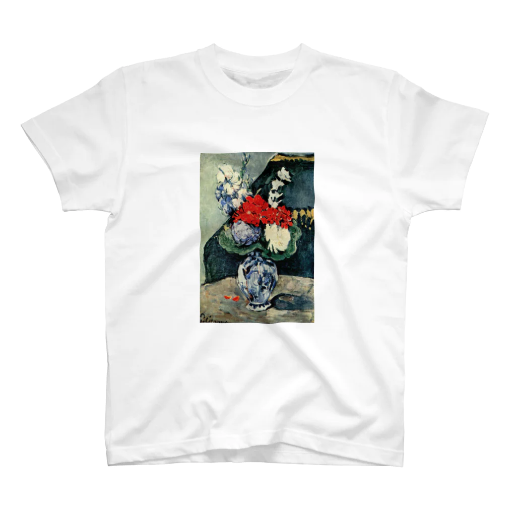 Art Baseのポール・セザンヌ / 1874 /Still life, Delft vase with flowers / Paul Cezanne Regular Fit T-Shirt