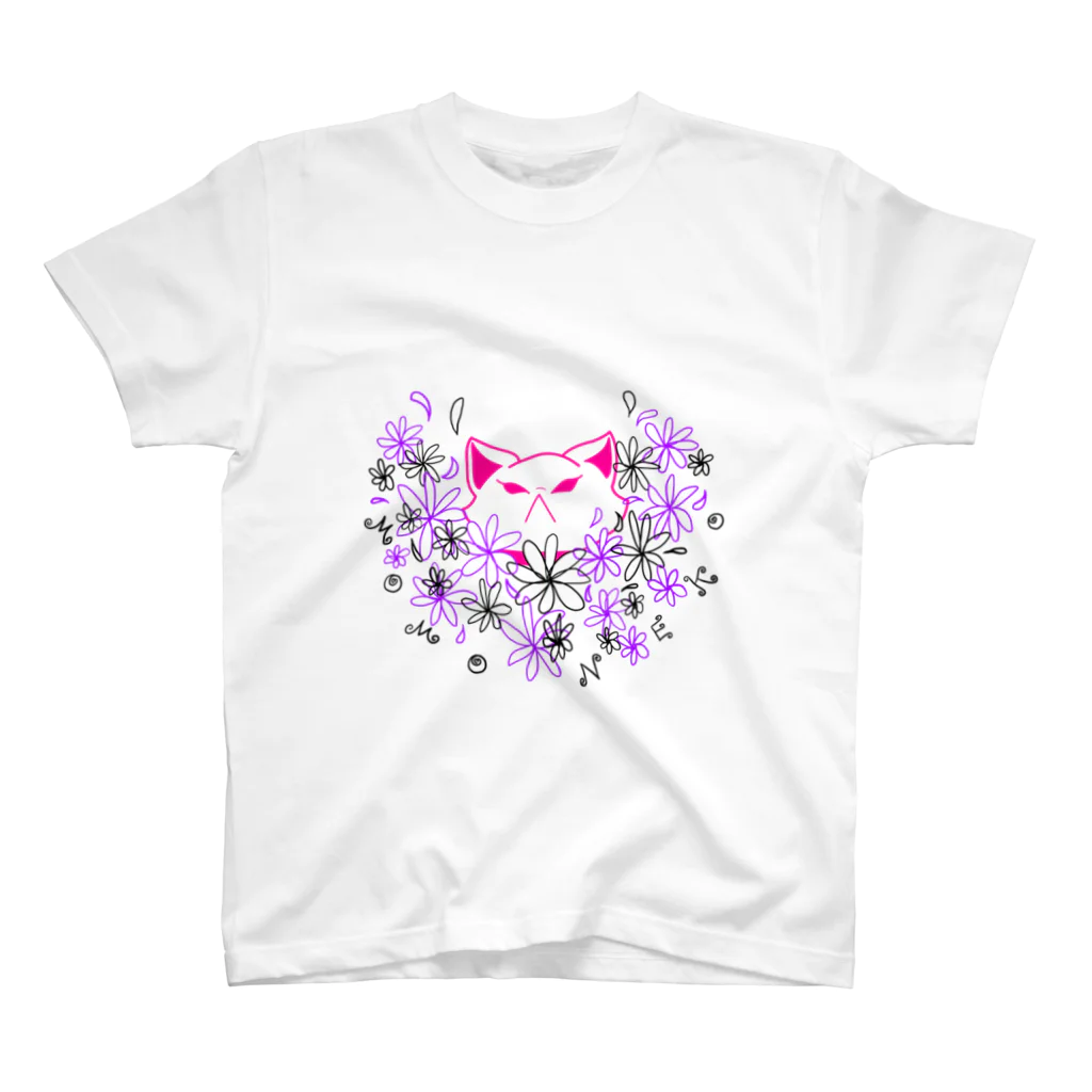 桃原の花畑　ももねこ スタンダードTシャツ