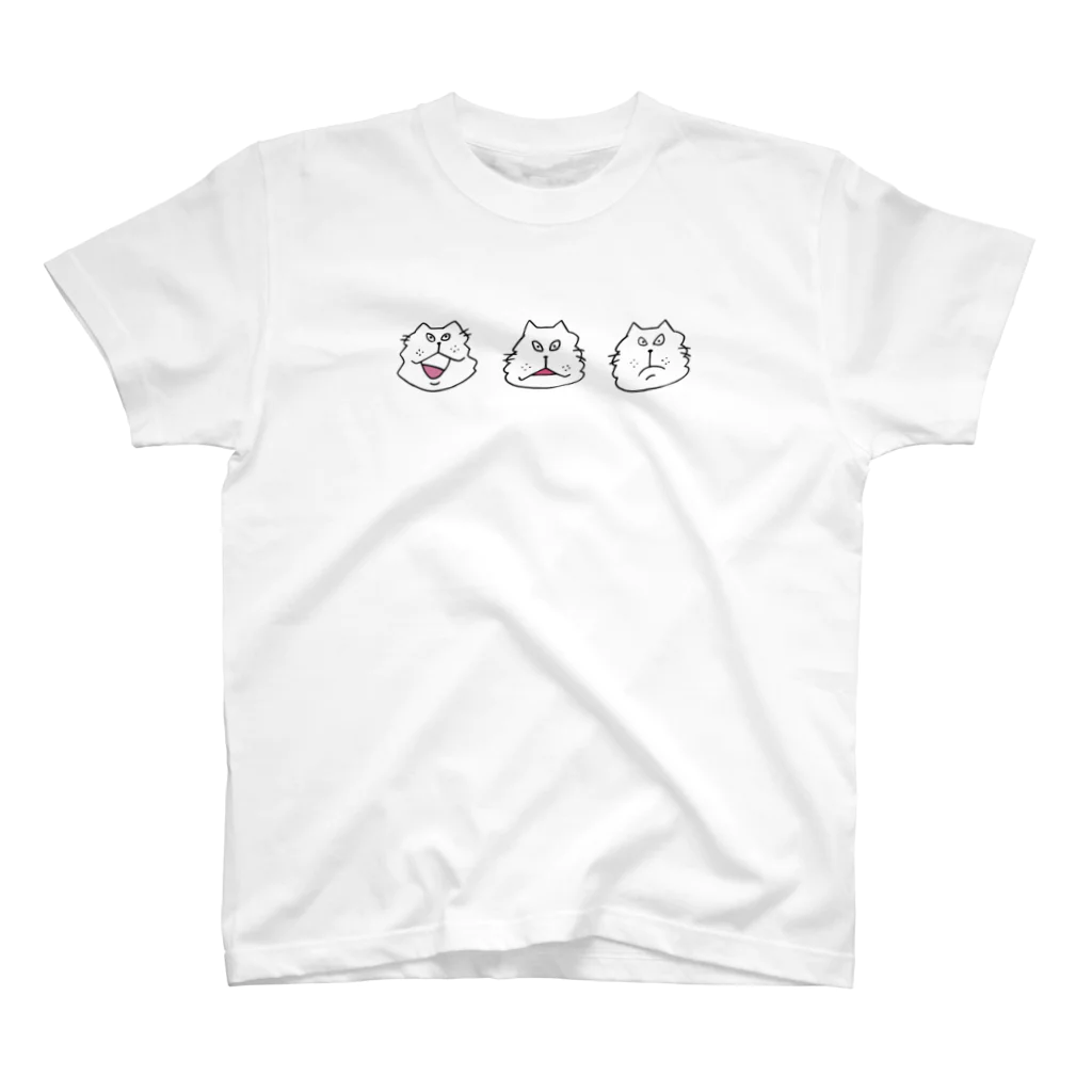 TOSANEKOのにらめっこ　しろ スタンダードTシャツ