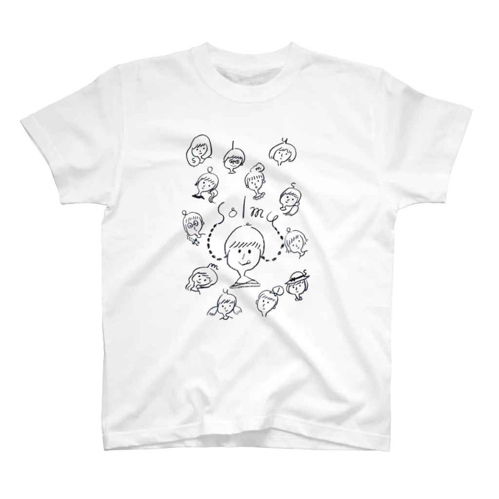 神戸雑貨屋solmu てんちょーのsolmuちゃん(総柄)モノクロ スタンダードTシャツ