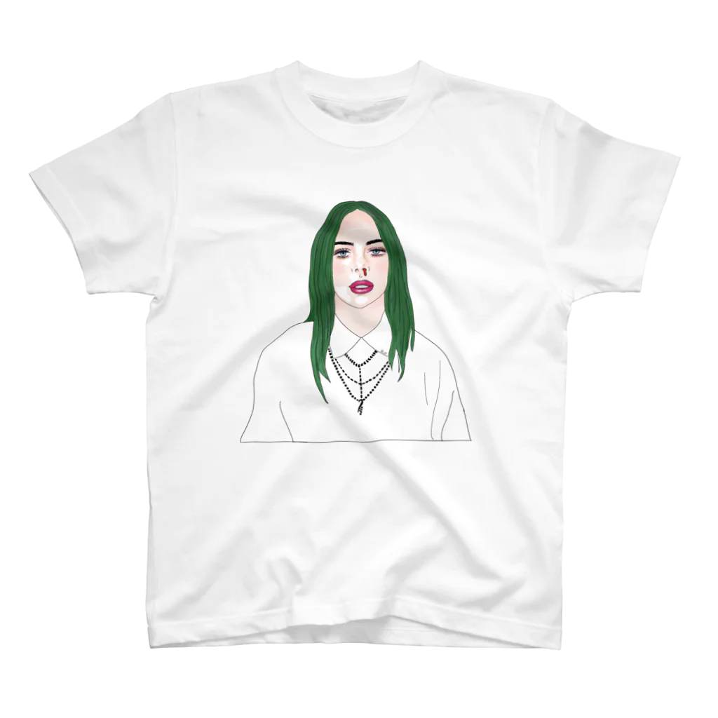 Girl_To_LadyのGreen Hair Girl Regular Fit T-Shirt