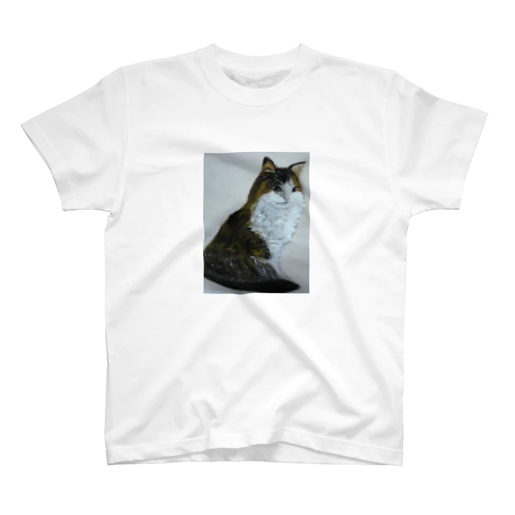 タコ夜勤@スタンプ制作致しますの猫のデザイン　油絵 スタンダードTシャツ