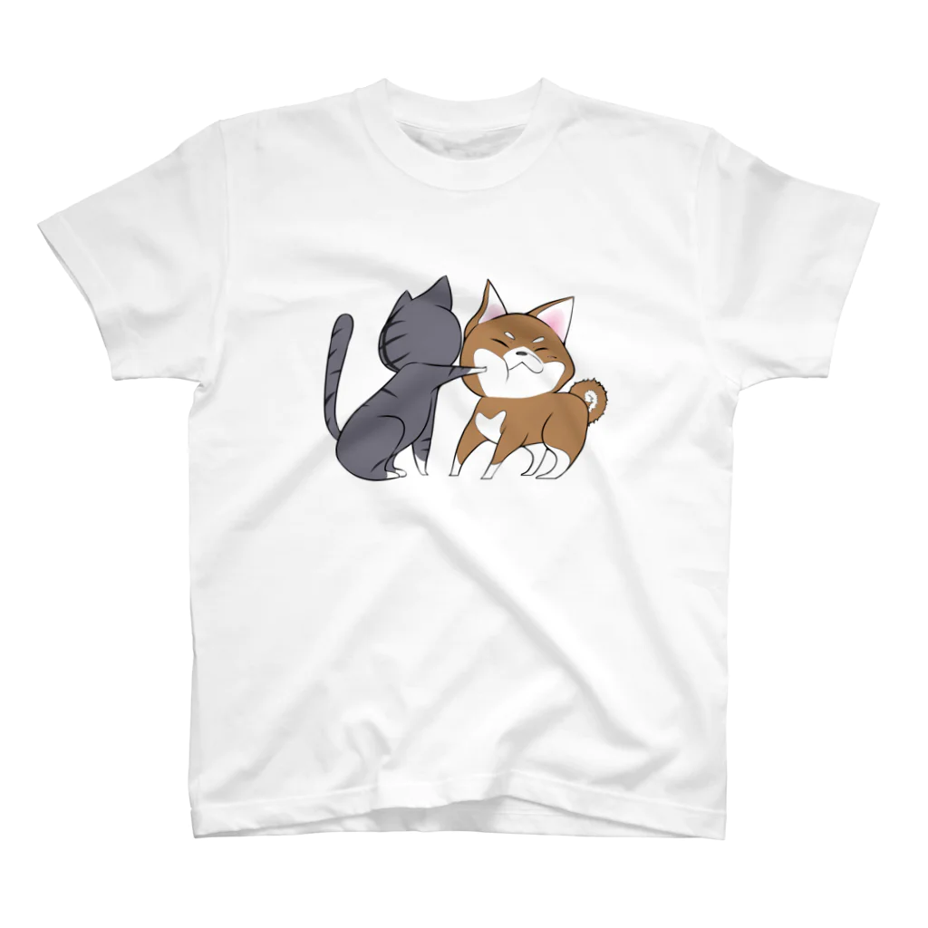 スナネコシンドバッド SUZURIキャラバンのしばねこネコパンチ（胡麻柴） スタンダードTシャツ