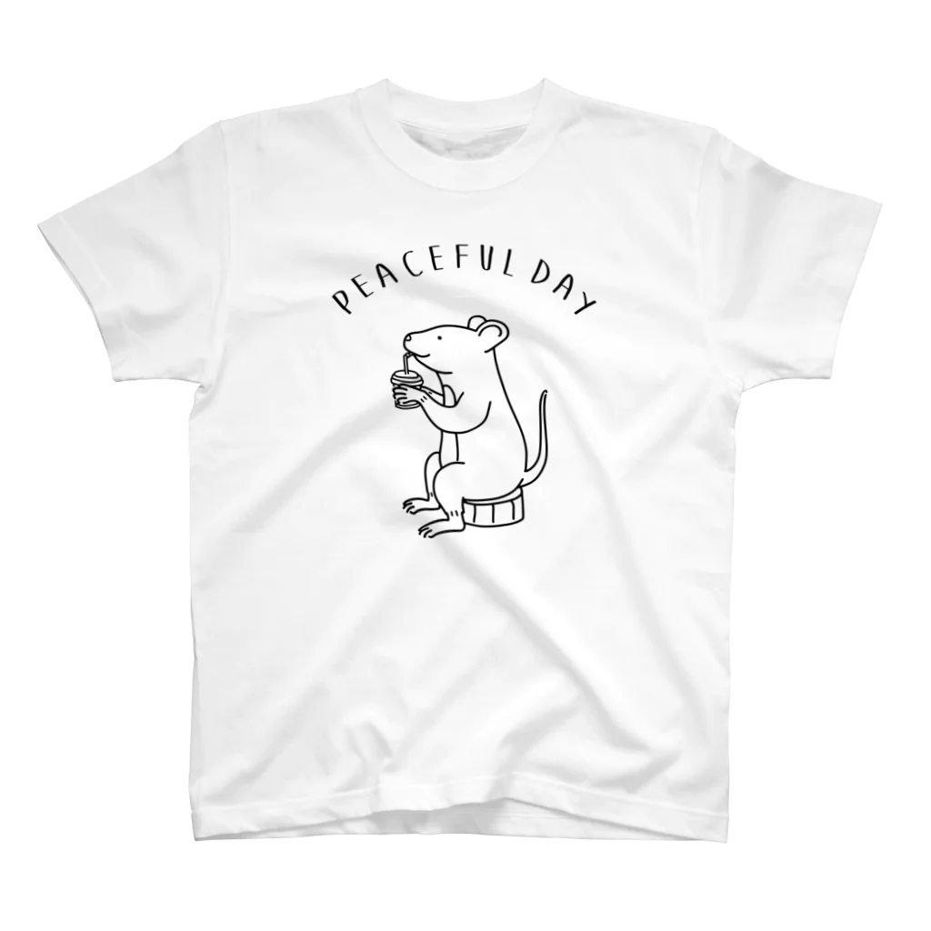 AliviostaのPeaceful Day ネズミ 動物イラスト Regular Fit T-Shirt