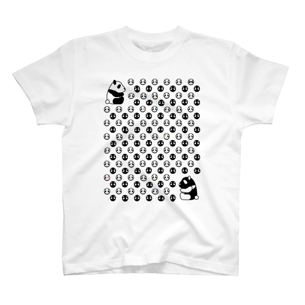 SECOND8の白黒パンダ スタンダードTシャツ