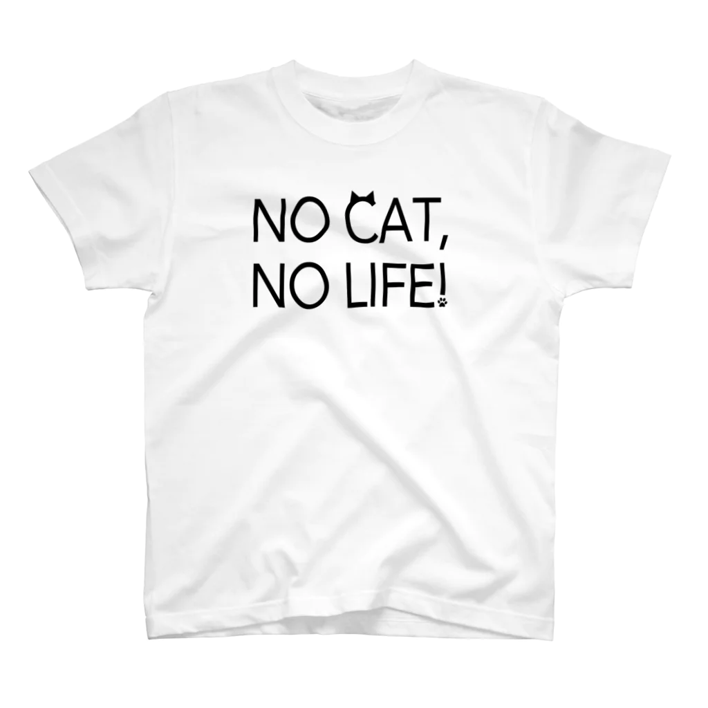 モアクリのNO CAT, NO LIFE! （2Lines/Black） スタンダードTシャツ