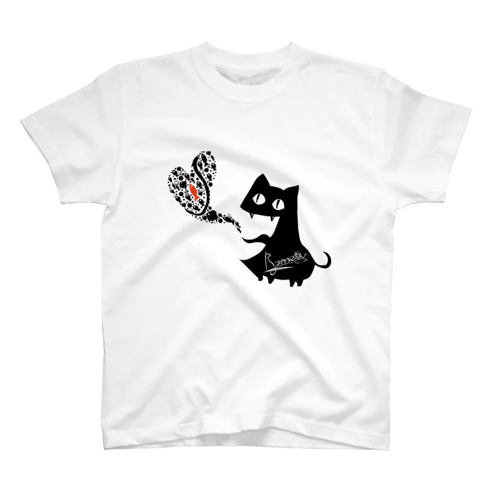 frmeowのがぶねこ　モノクロハートver. スタンダードTシャツ