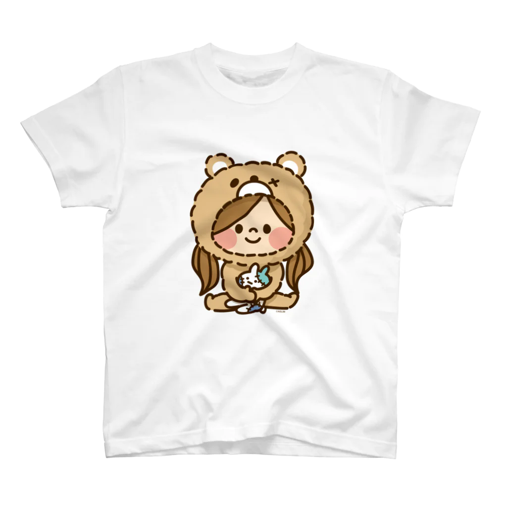 アグリム@かわ主婦スタンプ制作中のかわいい主婦の1日もこもこクマ柄 スタンダードTシャツ