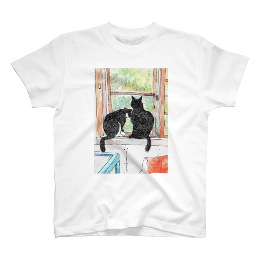 樽猫堂  安部円子の小樽の猫２ひき スタンダードTシャツ