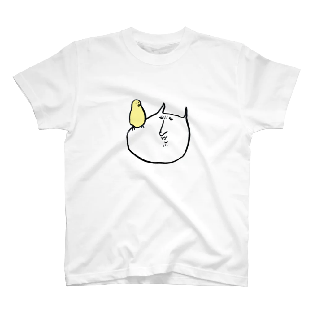 やさぐれねこのきれいなグッズのやさぐれねこ（鳥乗り） Regular Fit T-Shirt