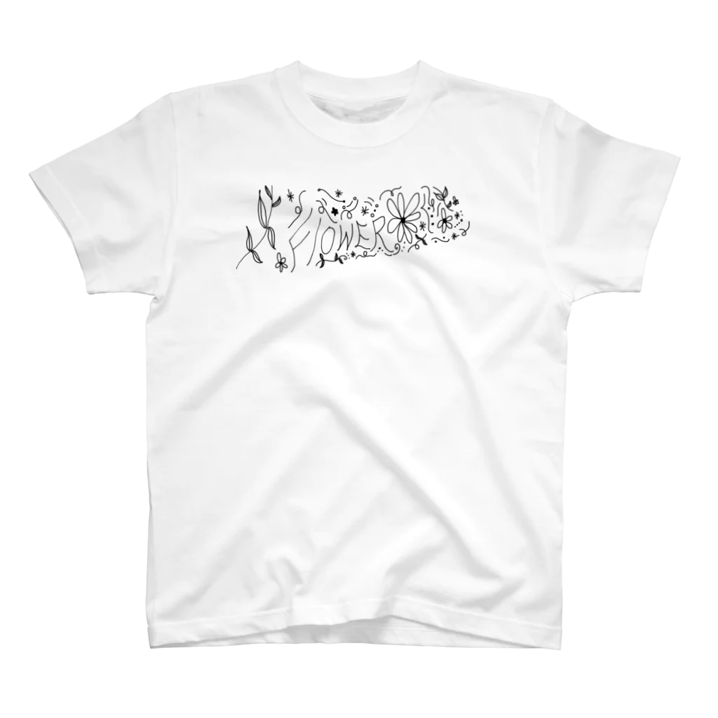 Мちゃんshopのモノクロお花 スタンダードTシャツ