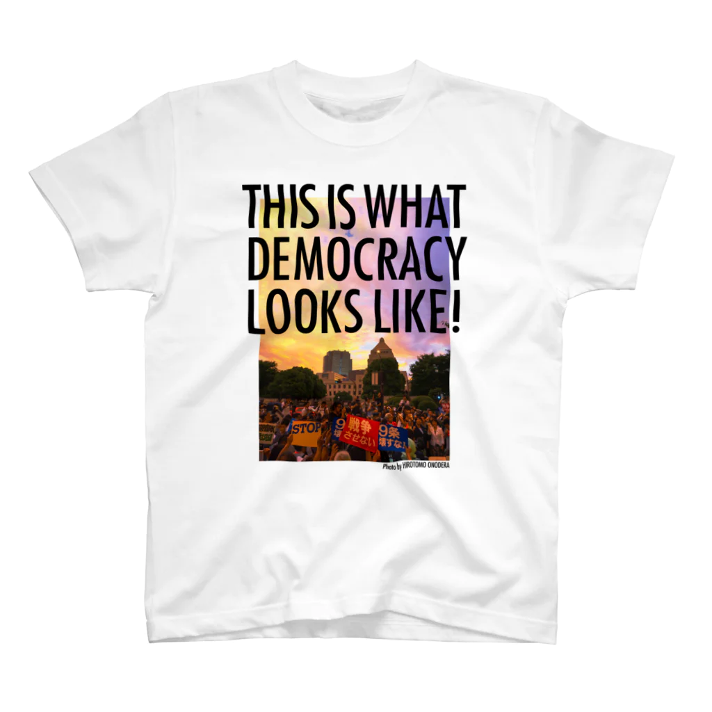 小野寺宏友の色生地用 WHAT'S DEMOCRACY? カラー 티셔츠
