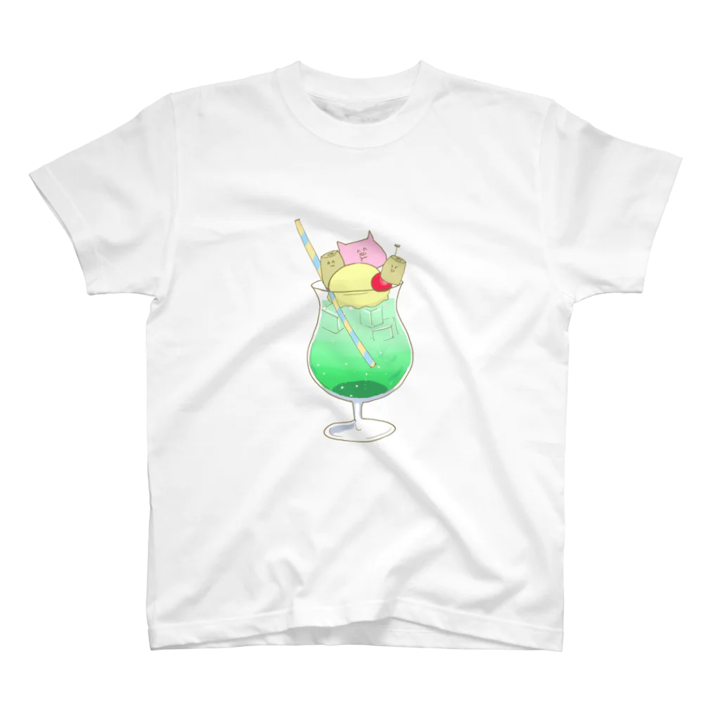 ぱくぱくショップのもんちクリームソーダ スタンダードTシャツ