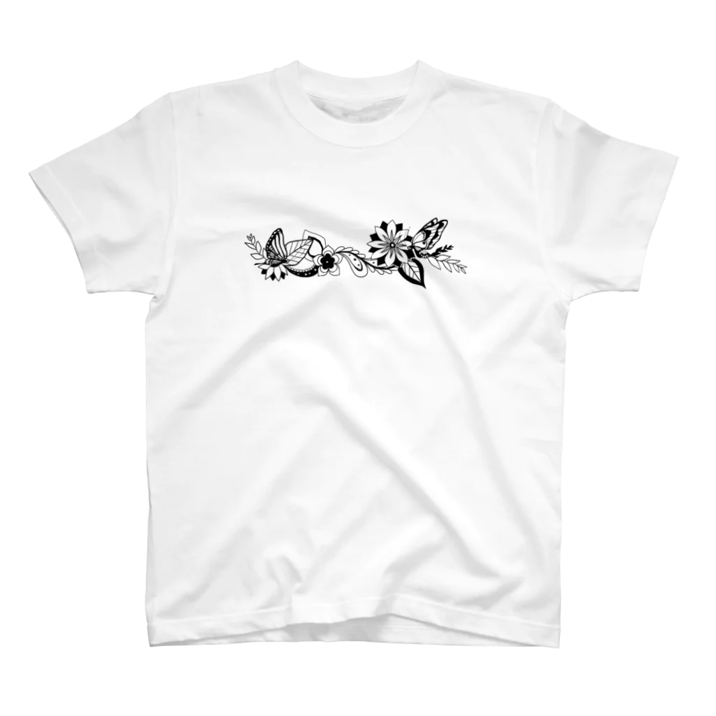zoookaの花と蝶々 Regular Fit T-Shirt