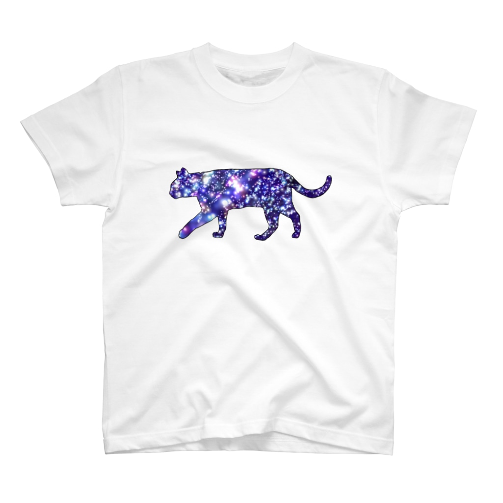 姫ONE工房の猫シルエット（ギャラクシー柄①） T-Shirt