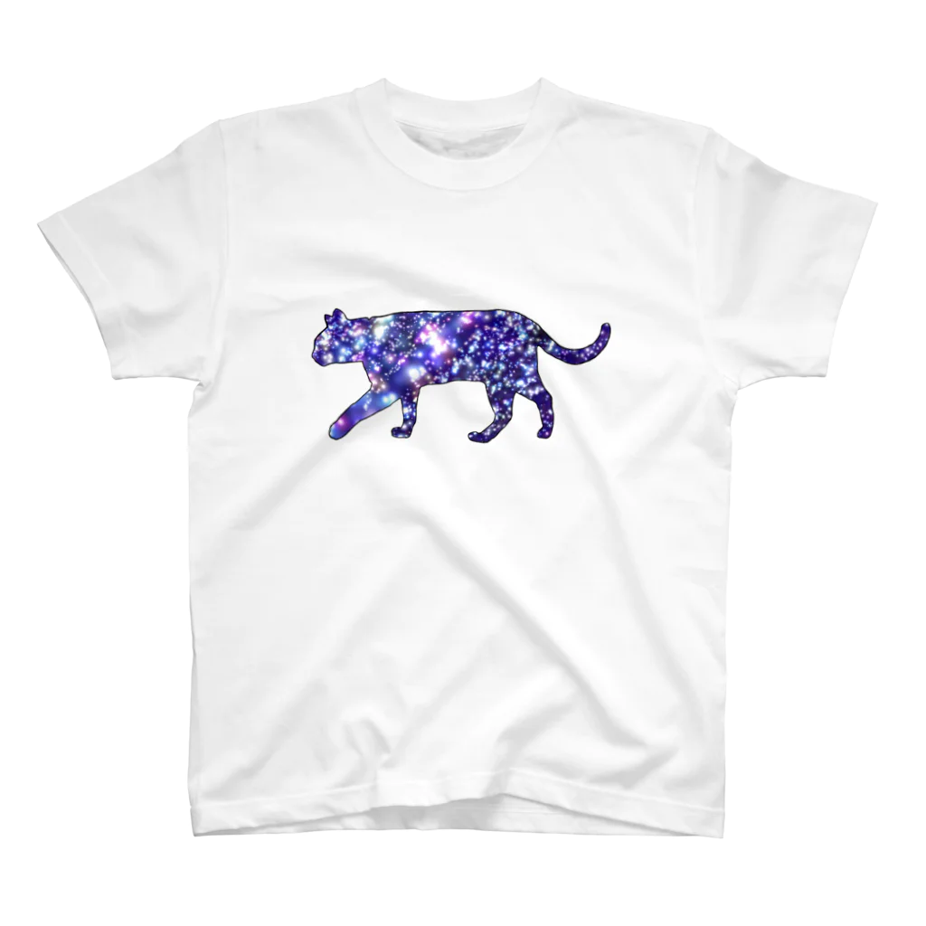 姫ONE工房の猫シルエット（ギャラクシー柄①） Regular Fit T-Shirt