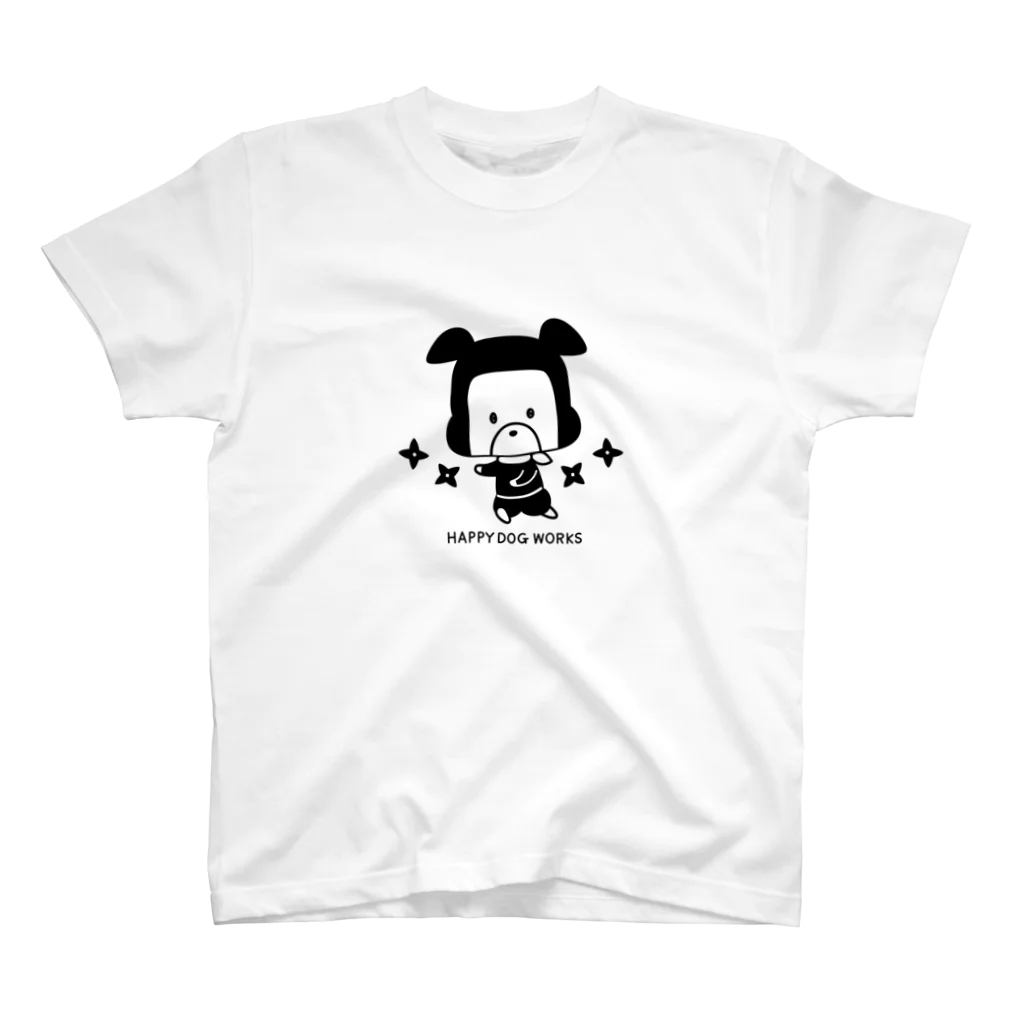 HAPPY DOG WORKS@SUZURIの忍者犬たろうくん_シュリケンBK スタンダードTシャツ