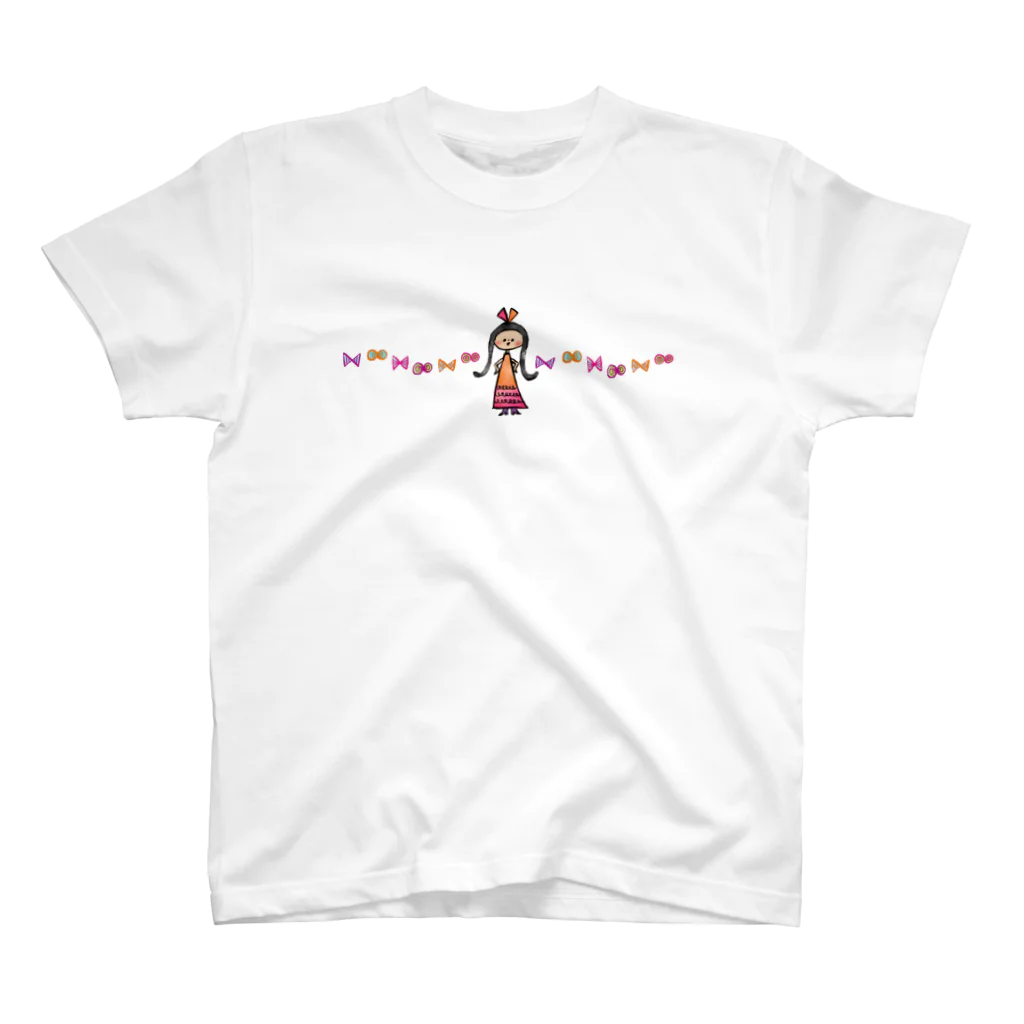 たはらともみの女の子 リボン Regular Fit T-Shirt