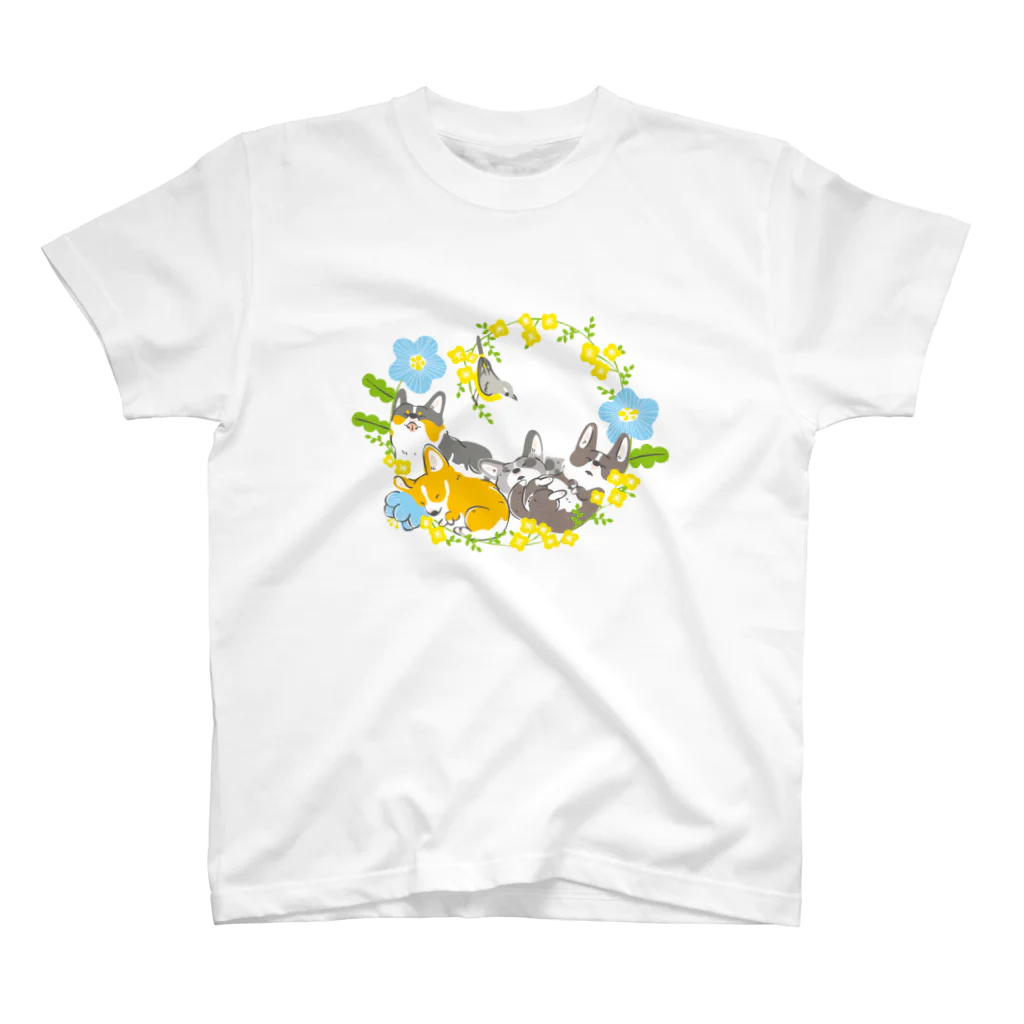 サカモトリエ/イラストレーターのねむねむコーギー（色違い） スタンダードTシャツ