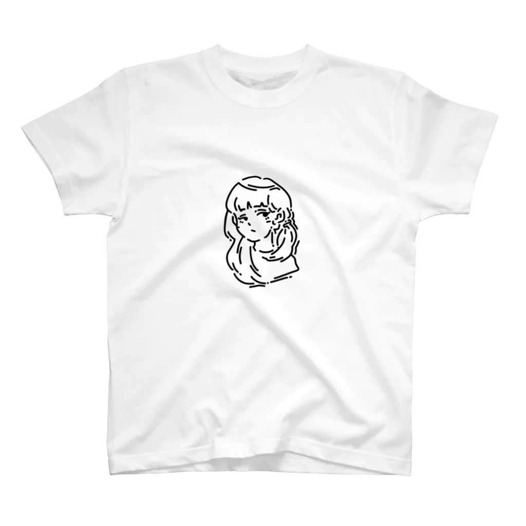 O D SHOPのワンポイントデザイン服　女の子モノクロ スタンダードTシャツ