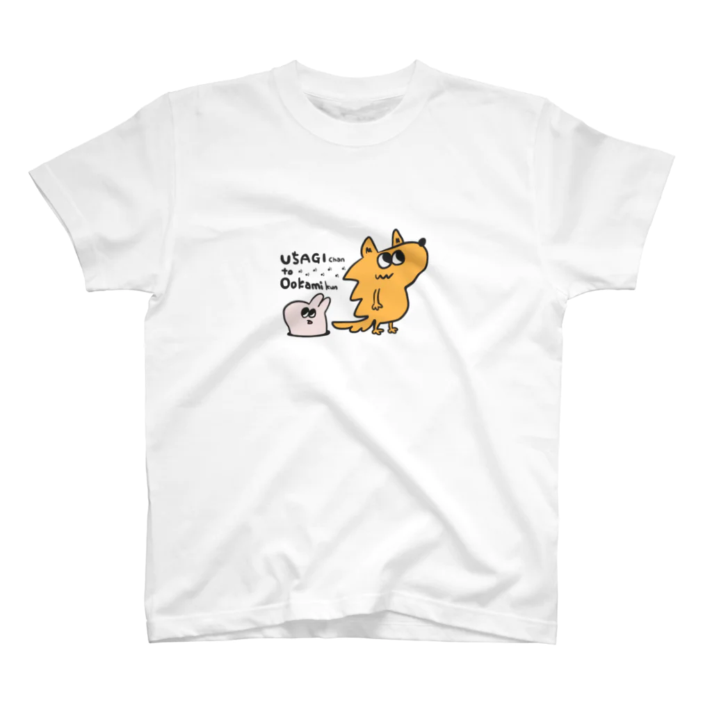 ほしいのいらすとのうさぎちゃんとおおかみくん Regular Fit T-Shirt