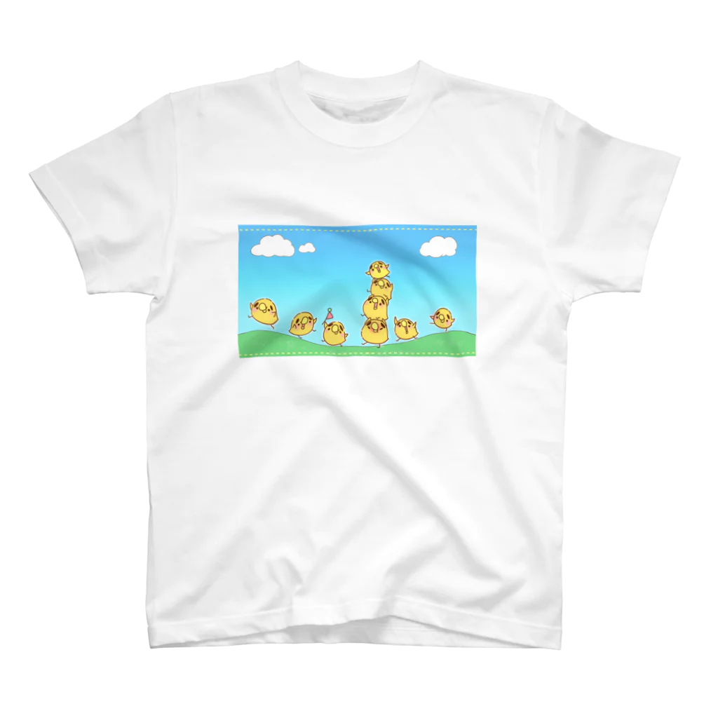 azunoazu art SHOPのまゆげとりのさんぽ スタンダードTシャツ