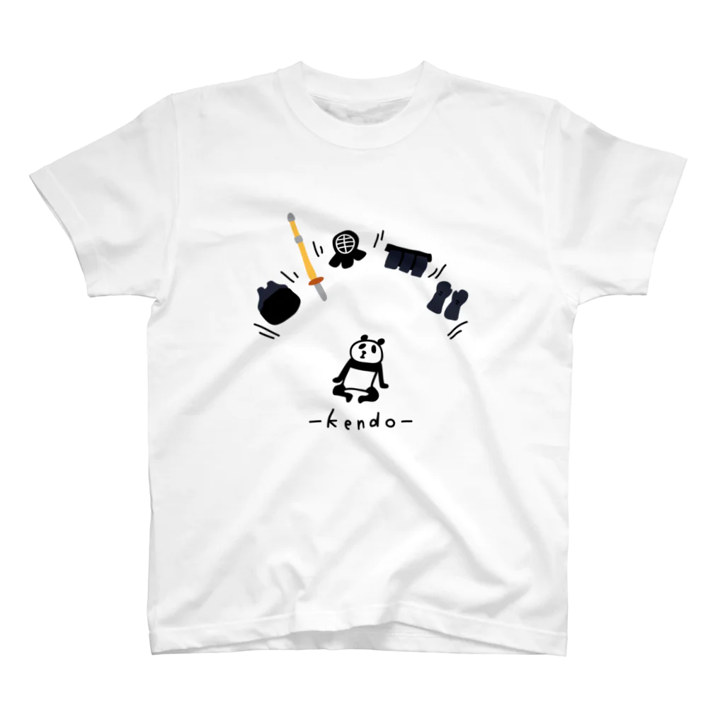 PokuStarの剣道　パンダと防具 スタンダードTシャツ