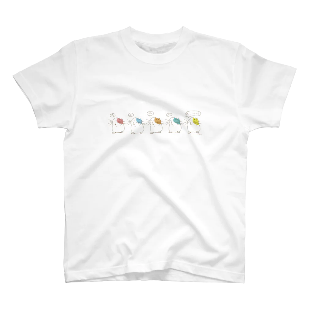 Mofruのカラフルぷぃぷぃモルモット スタンダードTシャツ