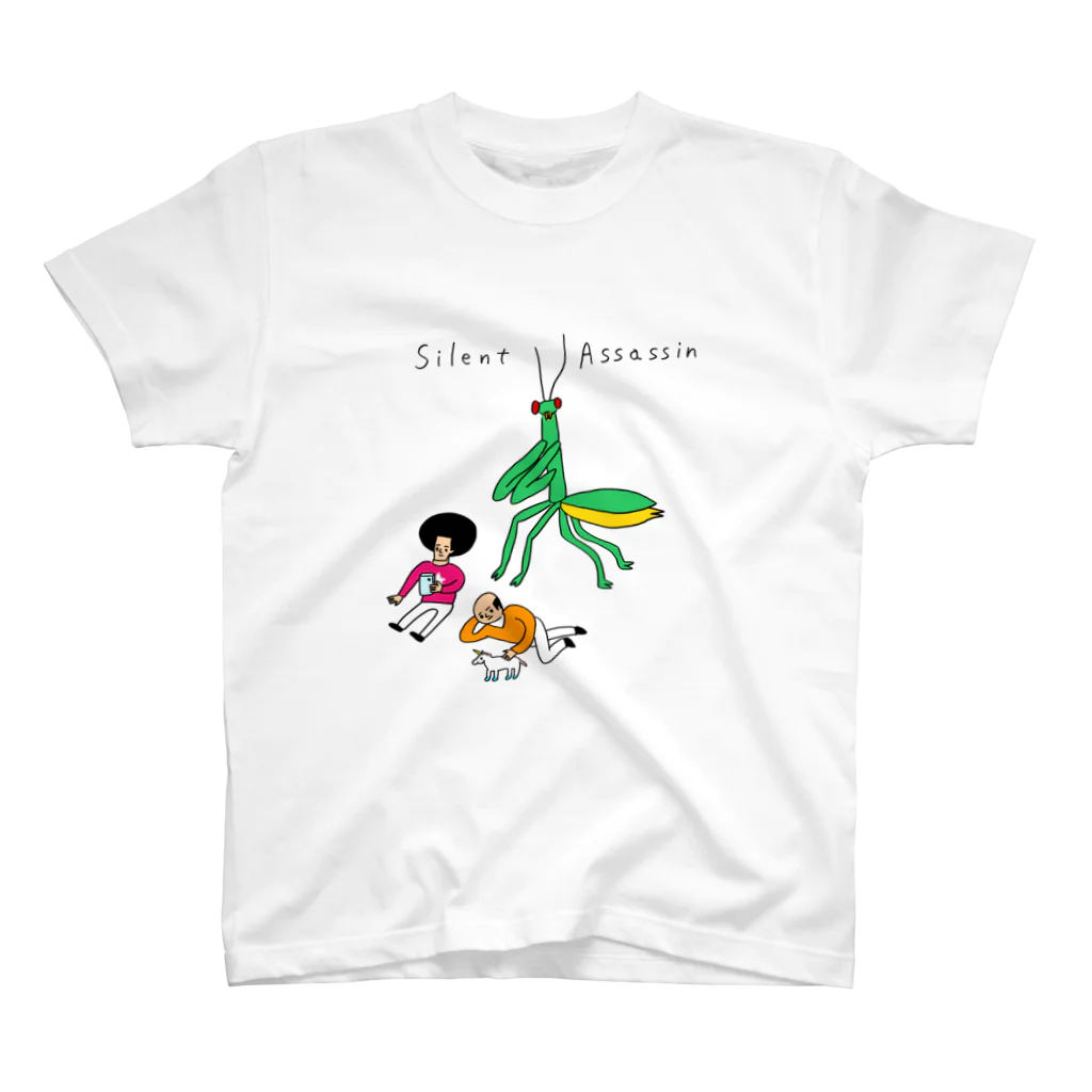 花くまゆうさくの背後にカマキリ スタンダードTシャツ