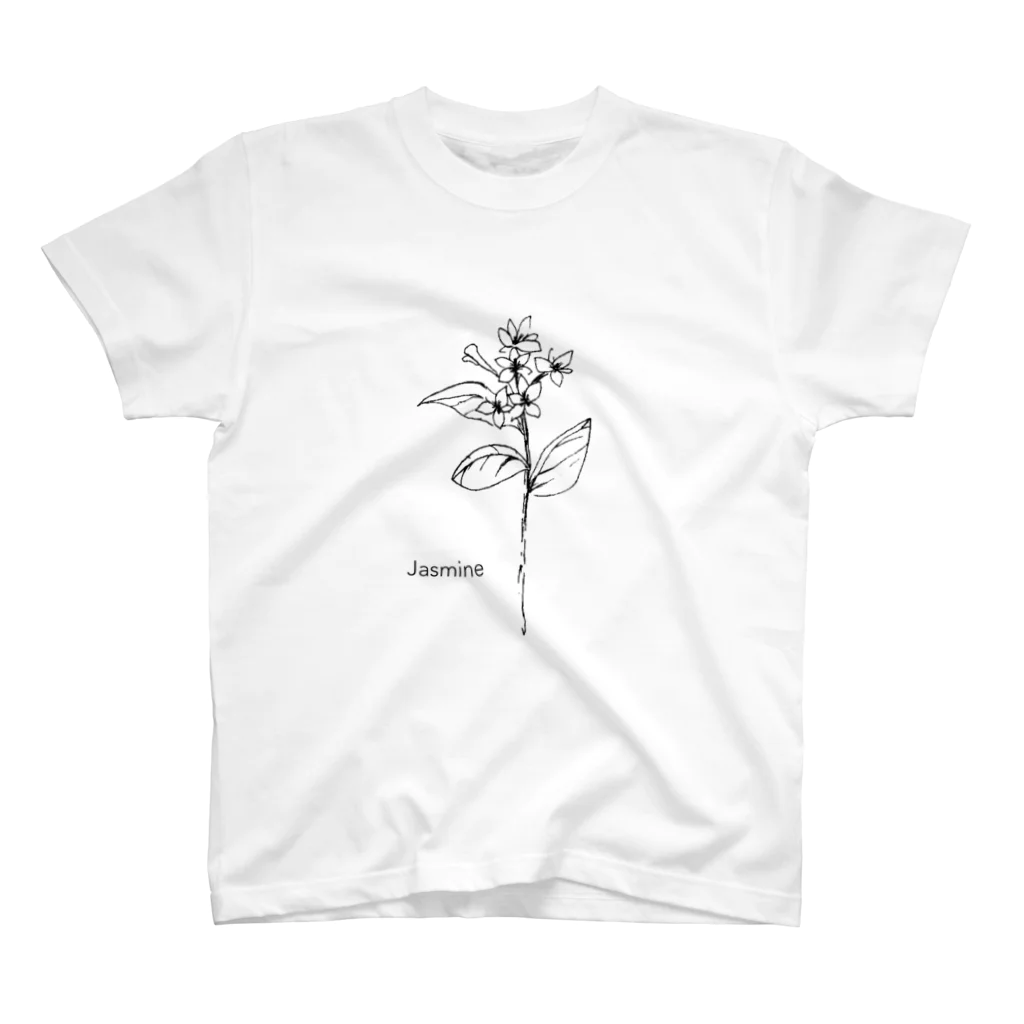 LePuyのモノクロ〝ジャスミン 〟イラスト Regular Fit T-Shirt