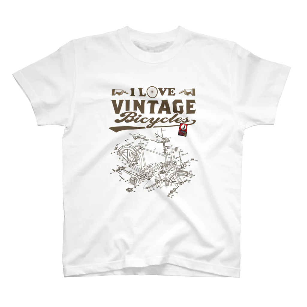 レトロサイクルのI LOVE VINTAGE BICYCLE-RODBRAKE Regular Fit T-Shirt