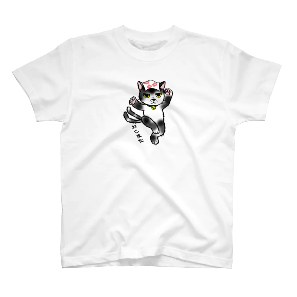 キクヤの踊る　ねこまた　白黒 スタンダードTシャツ