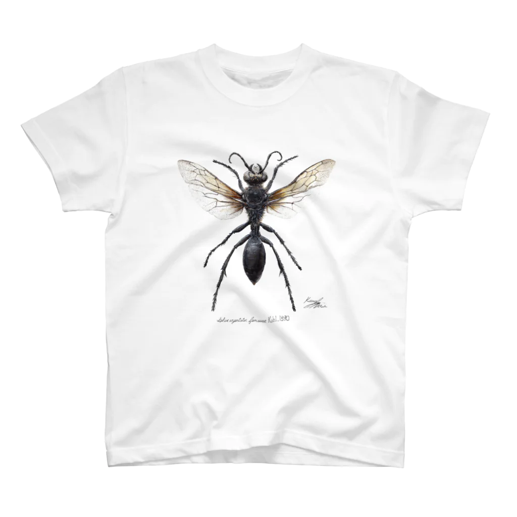 かわさきしゅんいち@絵本作家・動物画家のクロアナバチ　Sphex argentatus fumosus  티셔츠