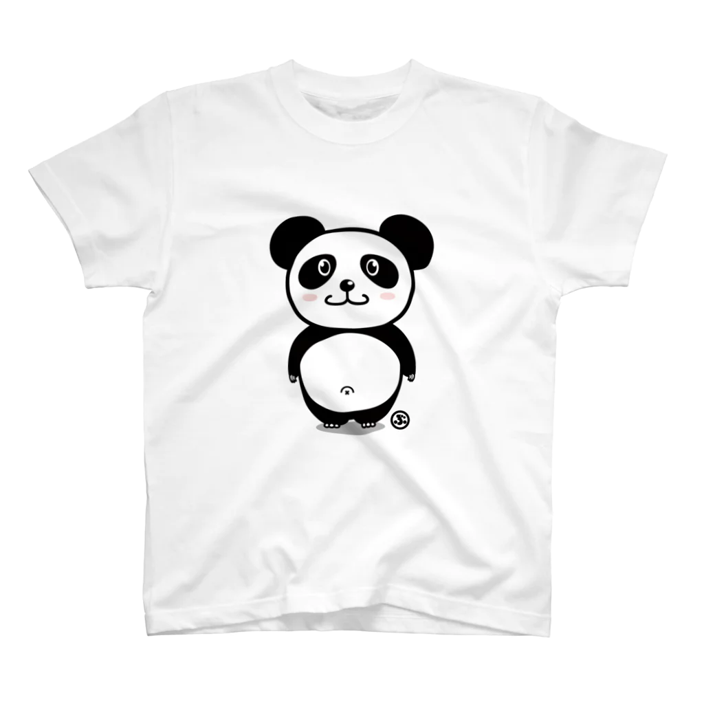 ブラックマスクのかわいいでべそパンダ Regular Fit T-Shirt