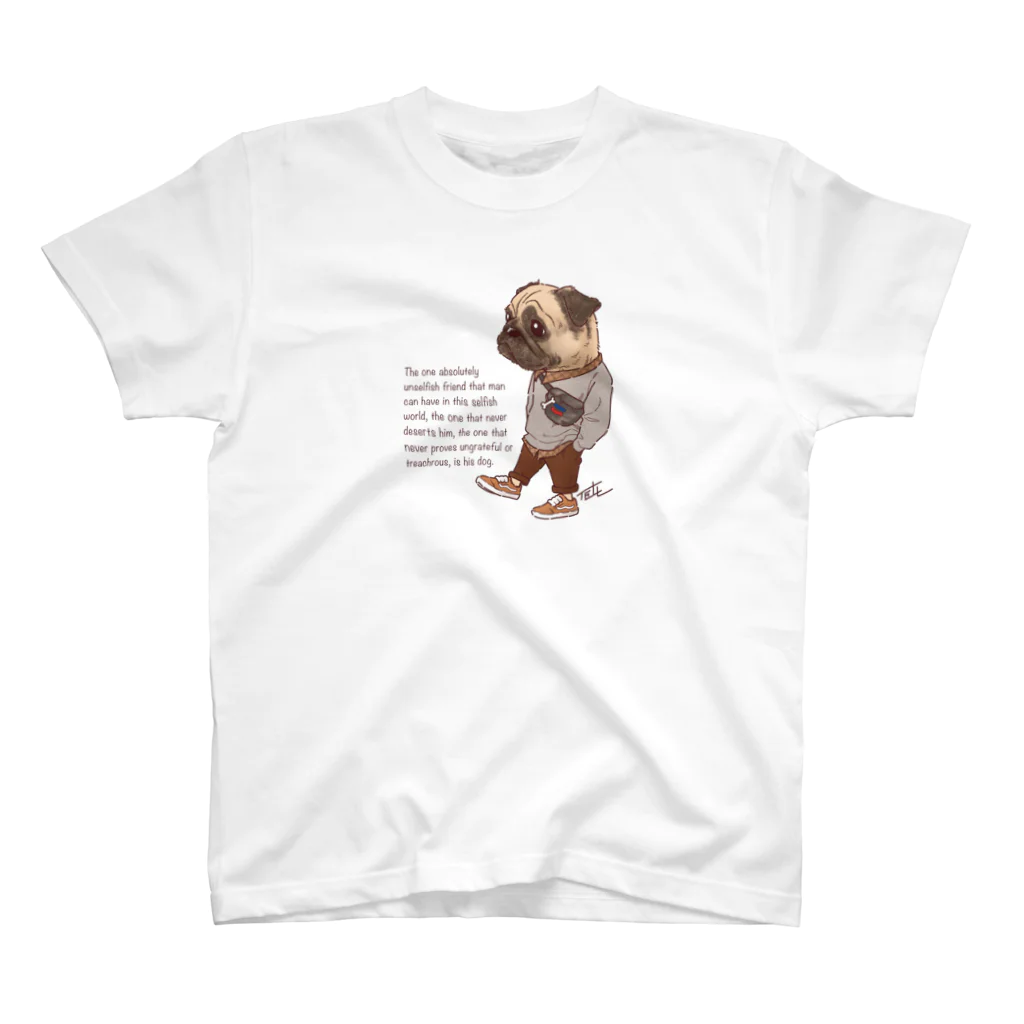 愛犬描処 プルーデンスのおしゃれパグ スタンダードTシャツ