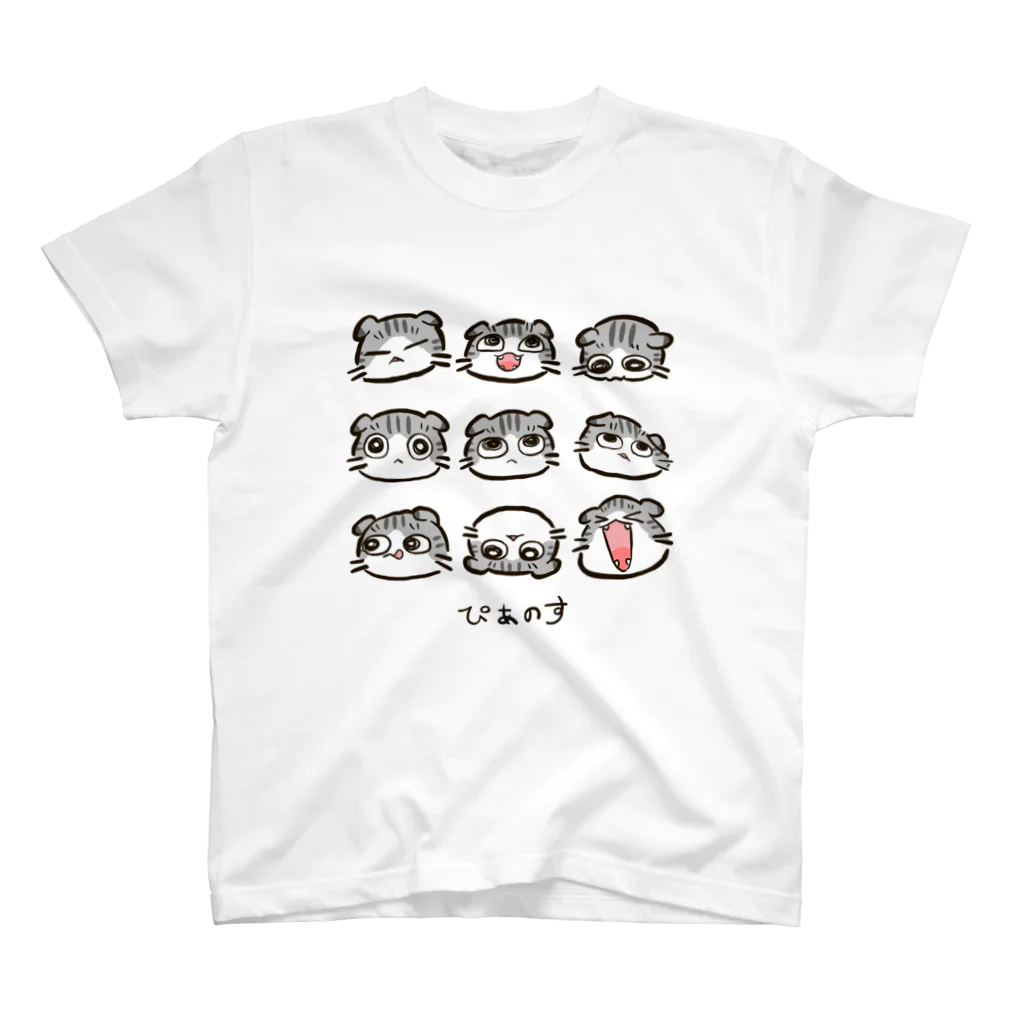 ちゃねこ商店のぴあちんTシャツ黒文字 スタンダードTシャツ