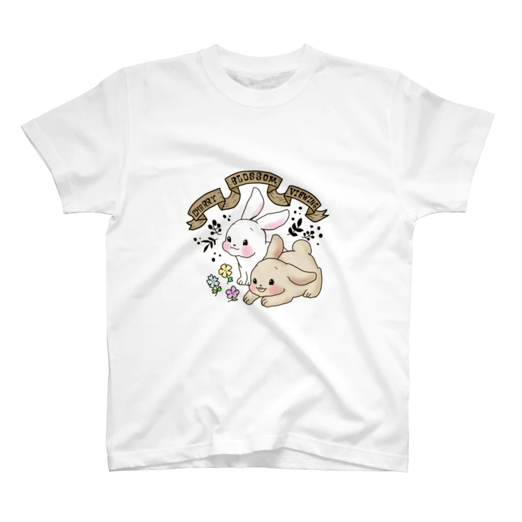 みしゃ@Atelier Robinのレトロアニマル 春待ちうさぎ Regular Fit T-Shirt