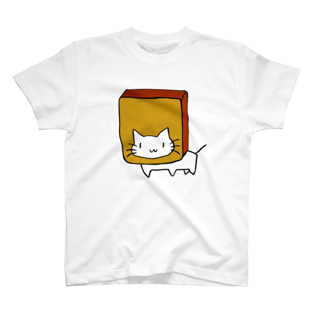 ひねくれ堂のカステラに顔を突っ込む猫 スタンダードTシャツ