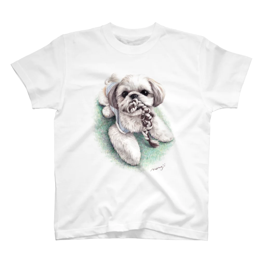 Momojiの犬画のシーズー75 スタンダードTシャツ