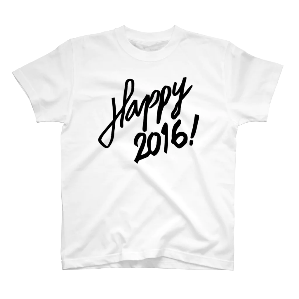 HAPPY 2016のHAPPY 2016正月 グッズ STYLISH BLACK スタンダードTシャツ