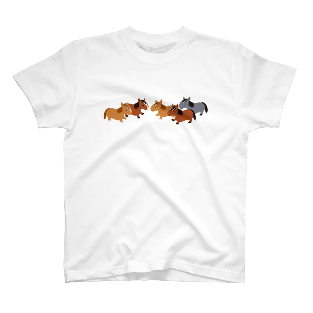 BUTY HORSEの5HORSES☆馬の群れ（5頭） スタンダードTシャツ