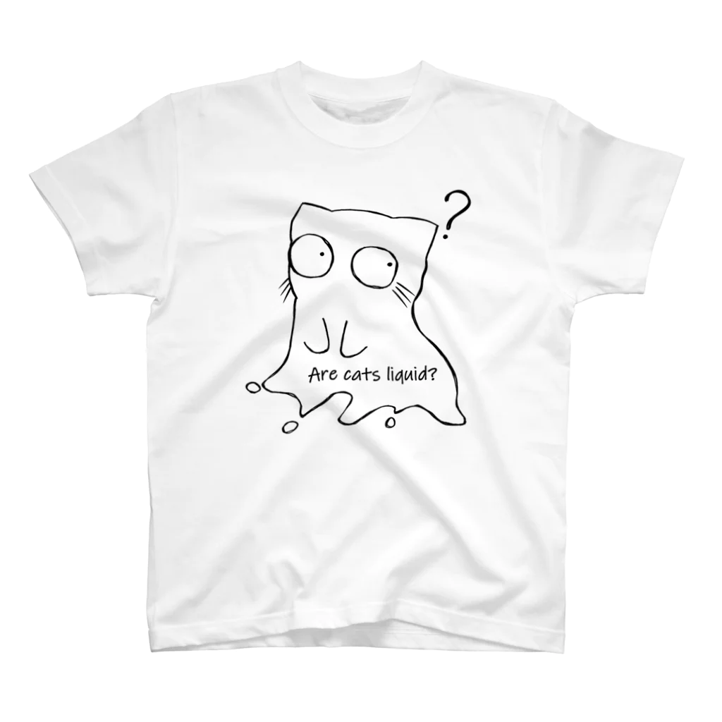 B6_6bitのLiquid Cat(黒) Regular Fit T-Shirt