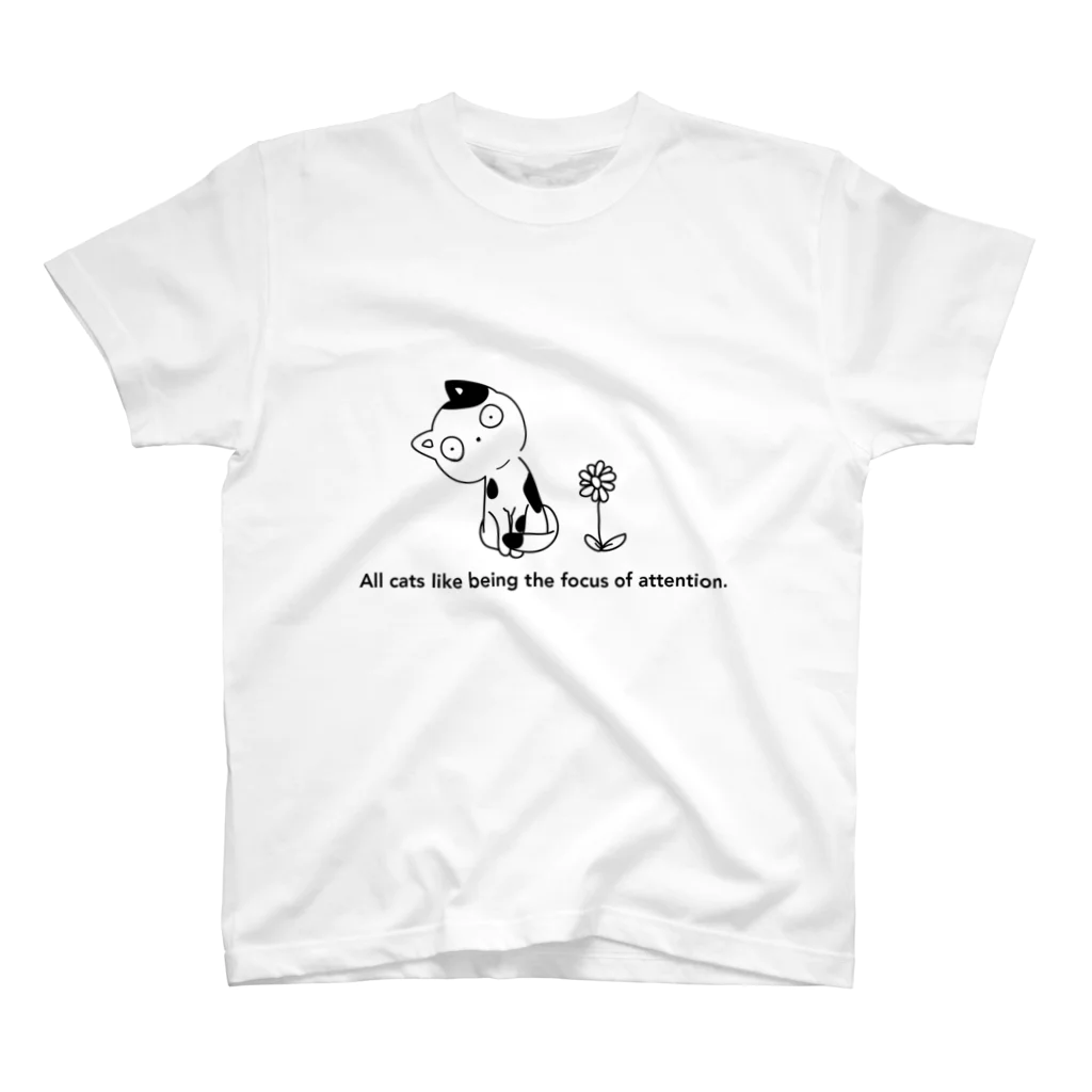 毬栗 ほたての猫と花 Regular Fit T-Shirt
