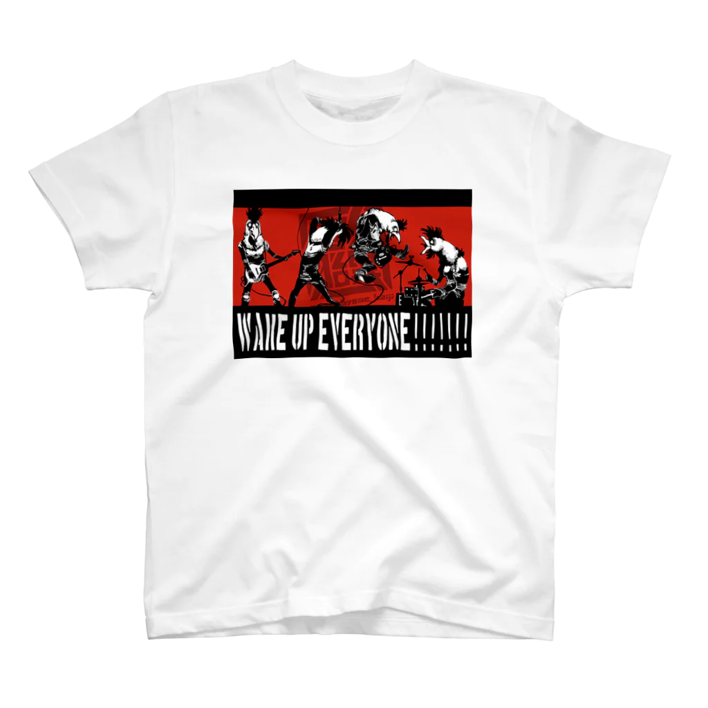 白黒灰脂オリジナルイラストグッズSHOP『熊猫動物園』のWAKE UP EVERYONE!!!!!! Regular Fit T-Shirt